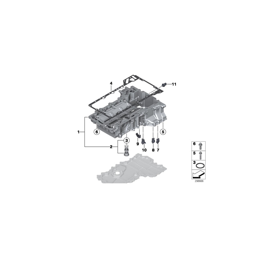 Genuine BMW 11137621072 E72 F15 E70 Oil Pan Upper Part (Inc. X6 M, X5 50iX 4.0 & X6 50iX 4.0) |