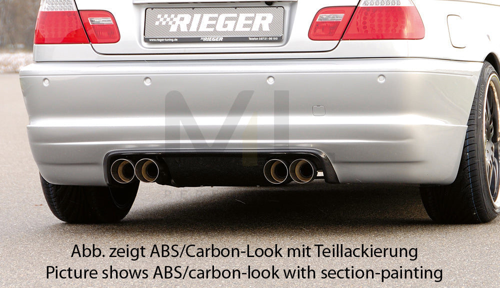 Rieger 00099574 BMW 3 Series E46 Rear Diffuser for Twin Tailpipe Left & Right - Carbon-Look