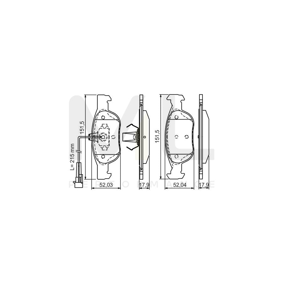 Bosch 0986495002 Brake Pad Set With Integrated Wear Sensor, With Mounting Manual BP119 | Performance Parts Direct Car Parts