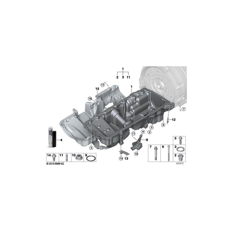 Genuine BMW 11138624381 F23 F33 Oil Pan (Inc. M140iX, 440iX & M240iX) |