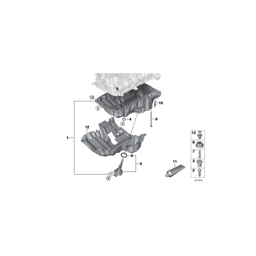 Genuine BMW 11138611695 F31 F33 F22 Oil Pan (Inc. 230iX, 320iX & 430iX) |