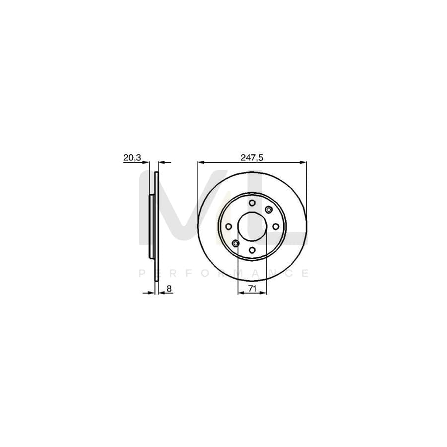 BOSCH 0 986 478 371 Brake Disc Solid, Oiled | Performance Parts Direct Car Parts