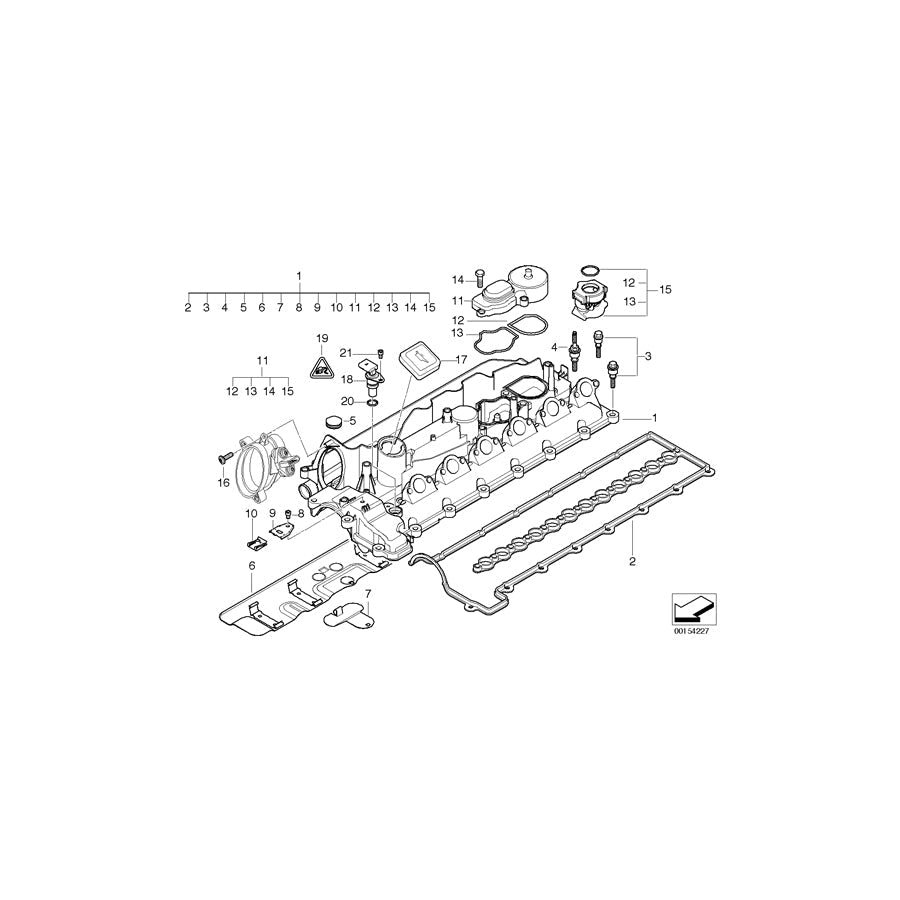 Genuine BMW 11127799221 E53 E46 E60 Cylinder Head Cover (Inc. 530d, 330Cd & 730d) |