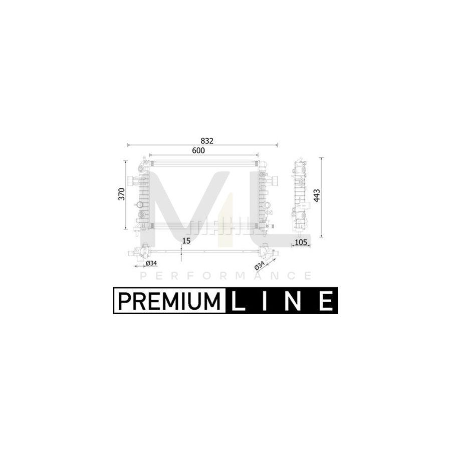 MAHLE ORIGINAL CR 2224 000P Engine radiator Brazed cooling fins, Automatic Transmission | Performance Parts DirectCar Parts