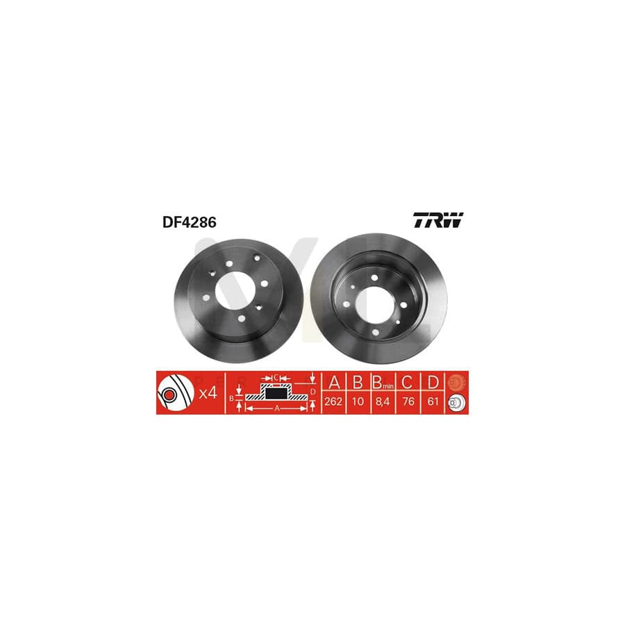 TRW DF4286 Brake Disc Solid, Painted | Performance Parts Direct Car Parts