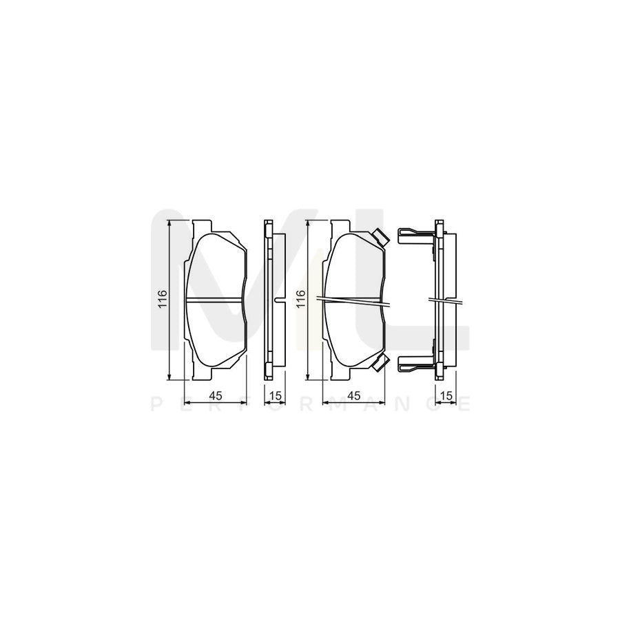 Bosch 0986490440 Brake Pad Set With Acoustic Wear Warning BP767 | Performance Parts Direct Car Parts
