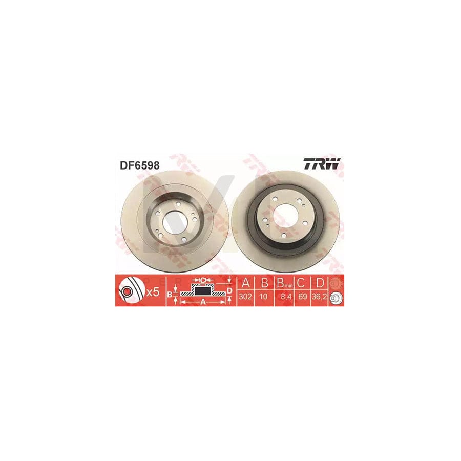 TRW DF6598 Brake Disc Solid, Painted | Performance Parts Direct Car Parts