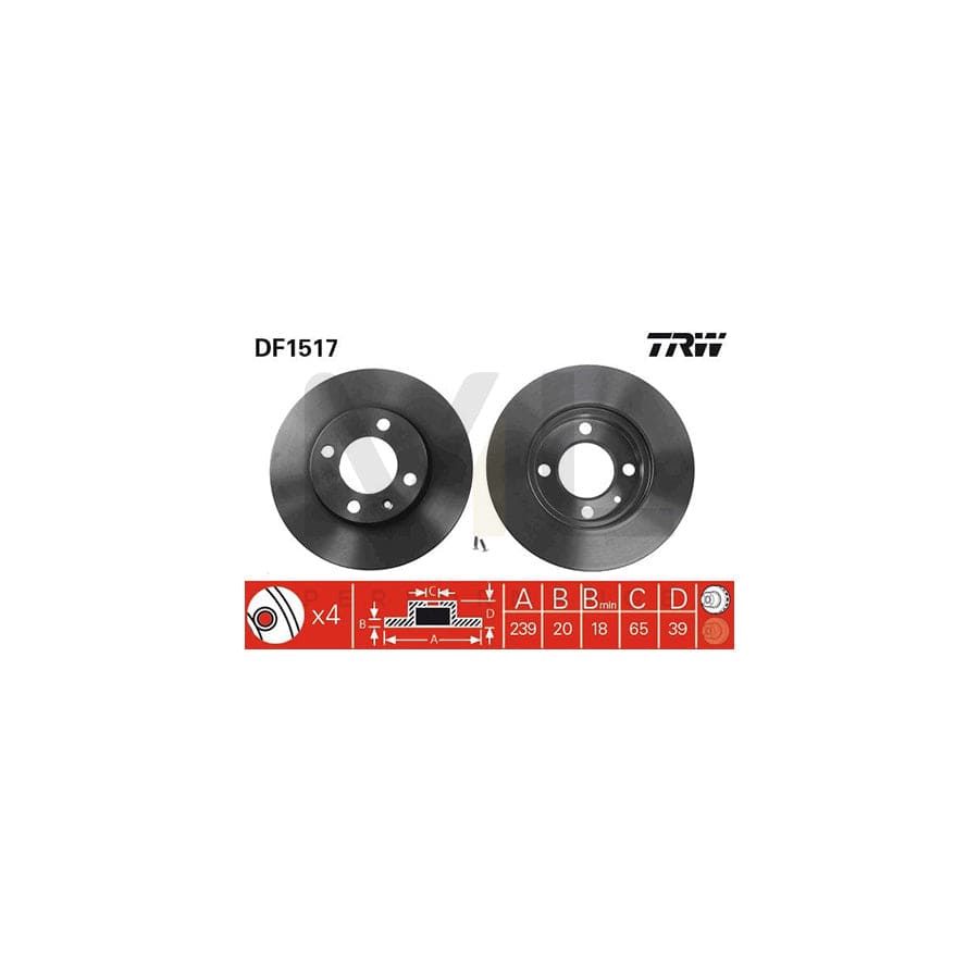 TRW DF1517 Brake Disc Vented, Painted | Performance Parts Direct Car Parts