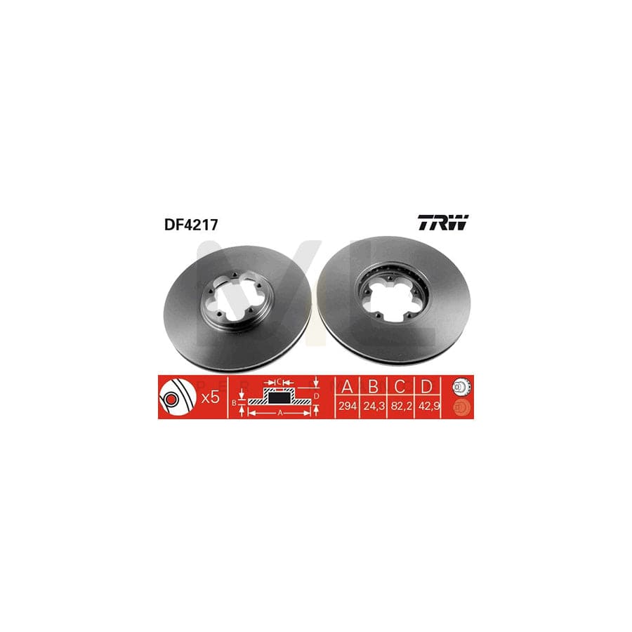 TRW DF4217 Brake Disc for FORD TRANSIT Vented, Painted | Performance Parts Direct Car Parts