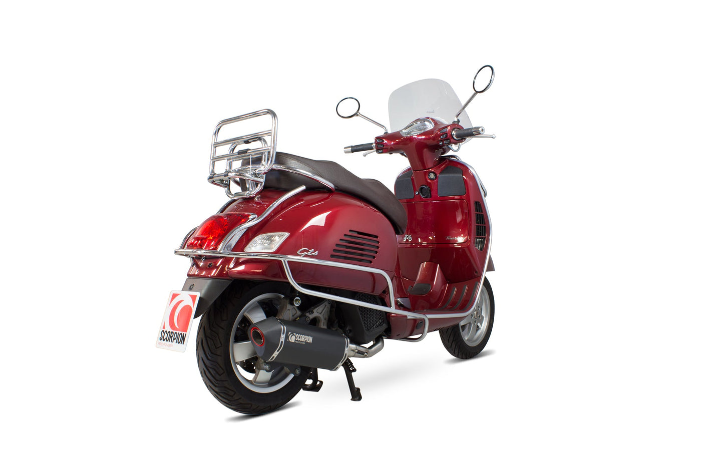 Scorpion RVE213SYSBCER Vespa GTS125 Serket Parallel Full Exhaust System - Black Ceramic Coated Sleeve