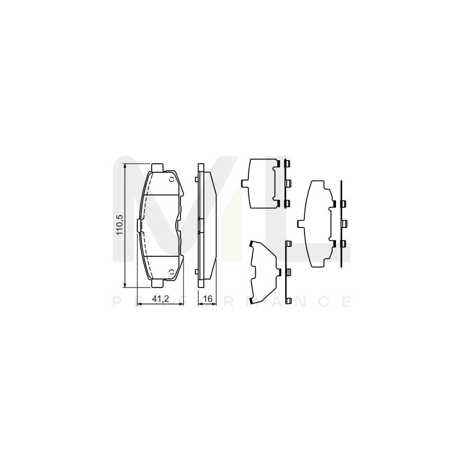 Bosch 0986494319 Brake Pad Set For Mazda Mpv Ii (Lw) With Anti-Squeak Plate, With Mounting Manual BP1209 | Performance Parts Direct Car Parts