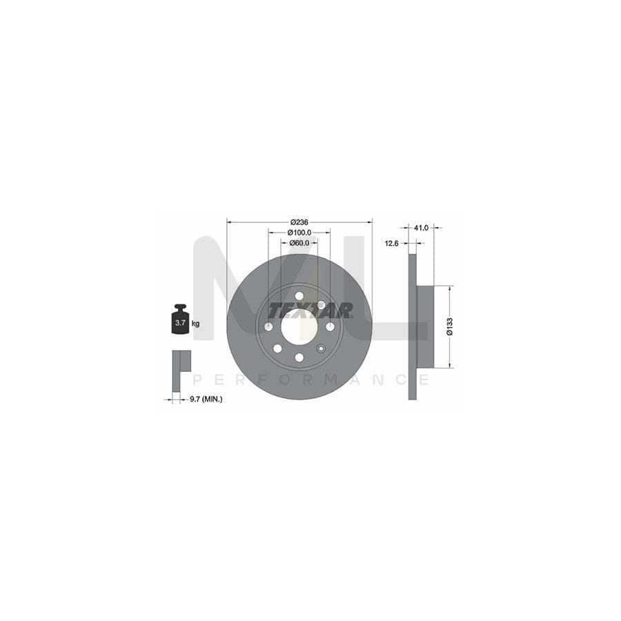 TEXTAR 92020900 Brake Disc Solid, without wheel hub, without wheel studs | Performance Parts Direct Car Parts
