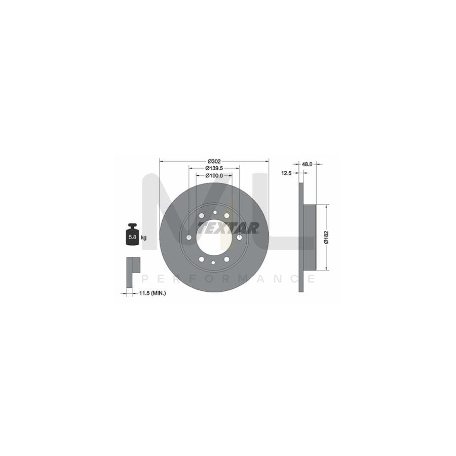 TEXTAR 92063400 Brake Disc Solid, without wheel hub, without wheel studs | Performance Parts Direct Car Parts
