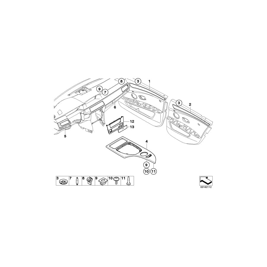 Genuine BMW 51426984673 E60 E61 Decorative Strip, Door Rear Left DIAMANTSCHWARZ (Inc. 535i, 525xd & 530d)