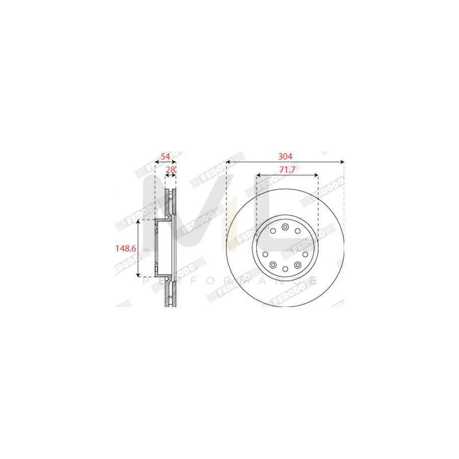 FERODO DDF2782C Brake Disc Vented | Performance Parts Direct Car Parts