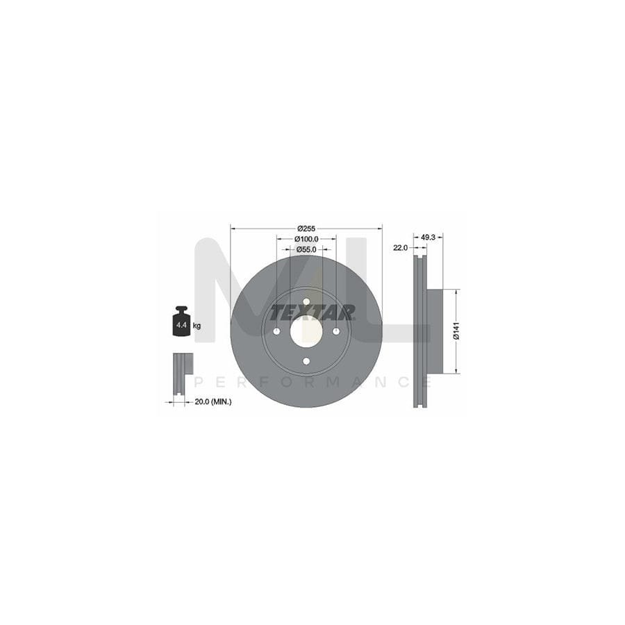 TEXTAR 92226300 Brake Disc for TOYOTA COROLLA Internally Vented, without wheel hub, without wheel studs | Performance Parts Direct Car Parts
