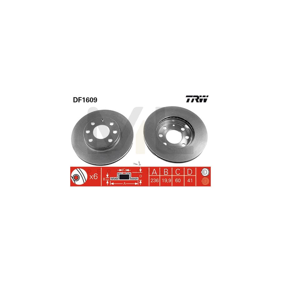 TRW DF1609 Brake Disc Vented, Painted | Performance Parts Direct Car Parts