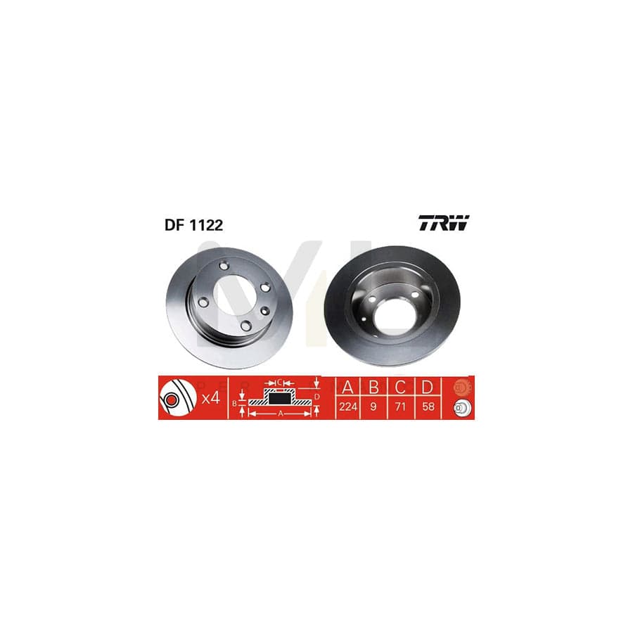 TRW DF1122 Brake Disc for CITRO??? XANTIA Solid, Painted | Performance Parts Direct Car Parts