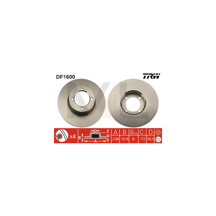TRW DF1600 Brake Disc Solid | Performance Parts Direct Car Parts