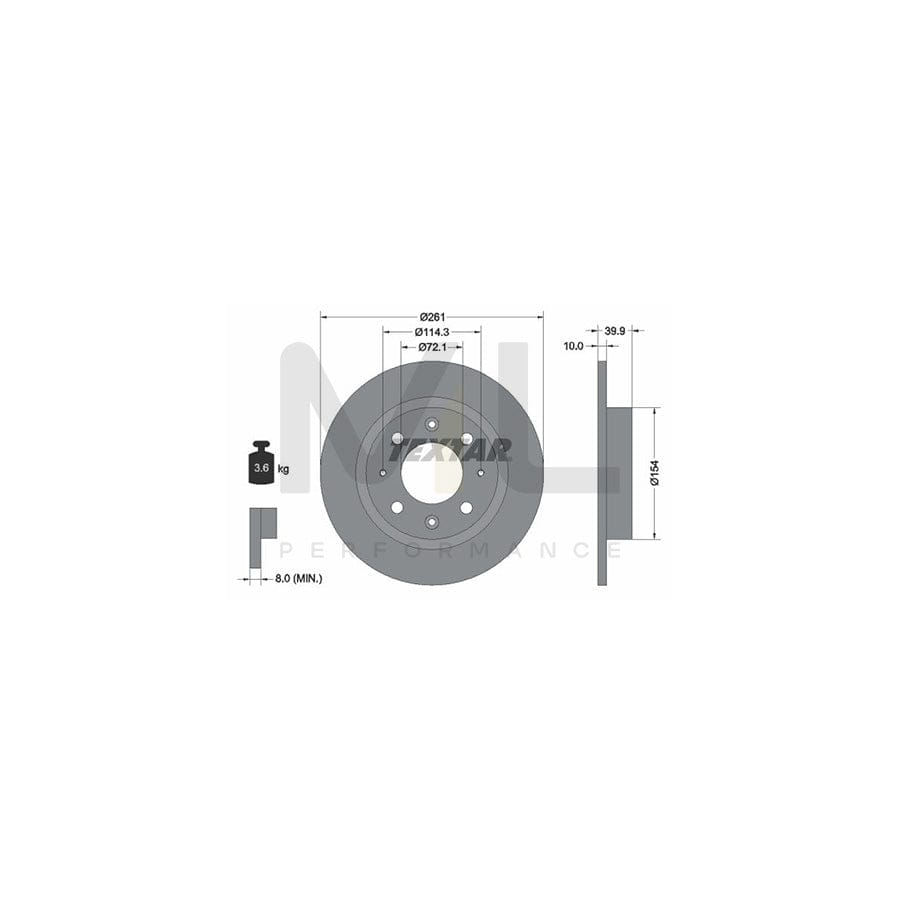 TEXTAR 92104300 Brake Disc Solid, without wheel hub, without wheel studs | Performance Parts Direct Car Parts