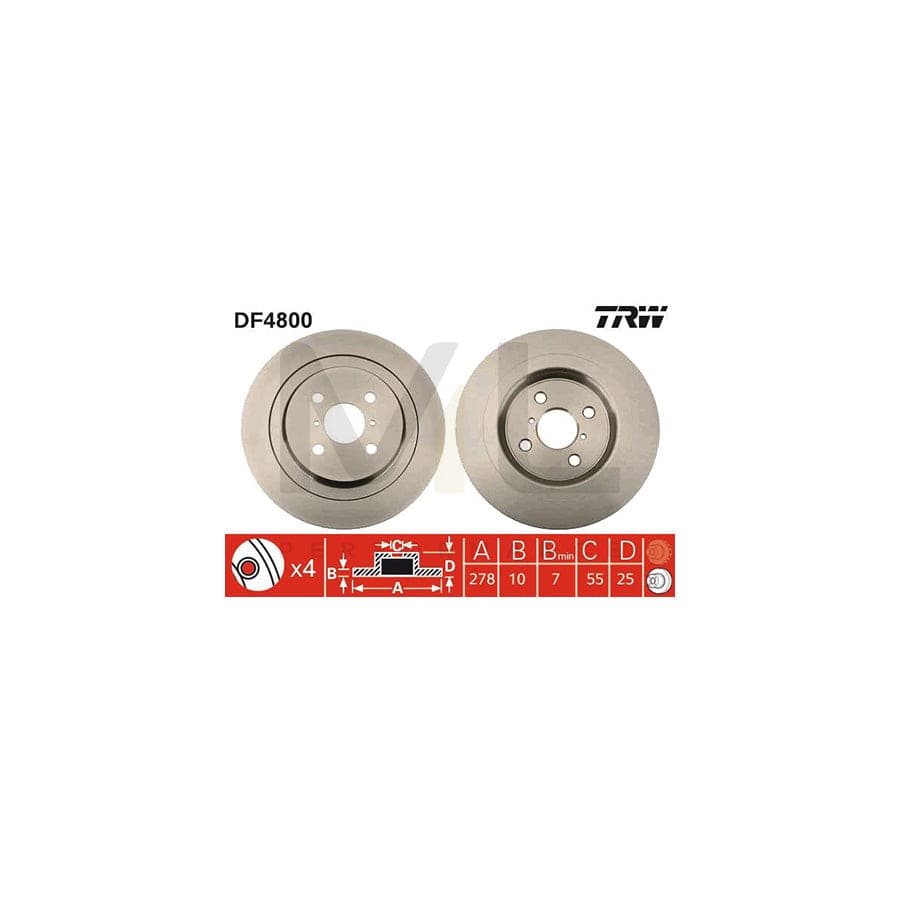 TRW DF4800 Brake Disc Solid, Painted | Performance Parts Direct Car Parts