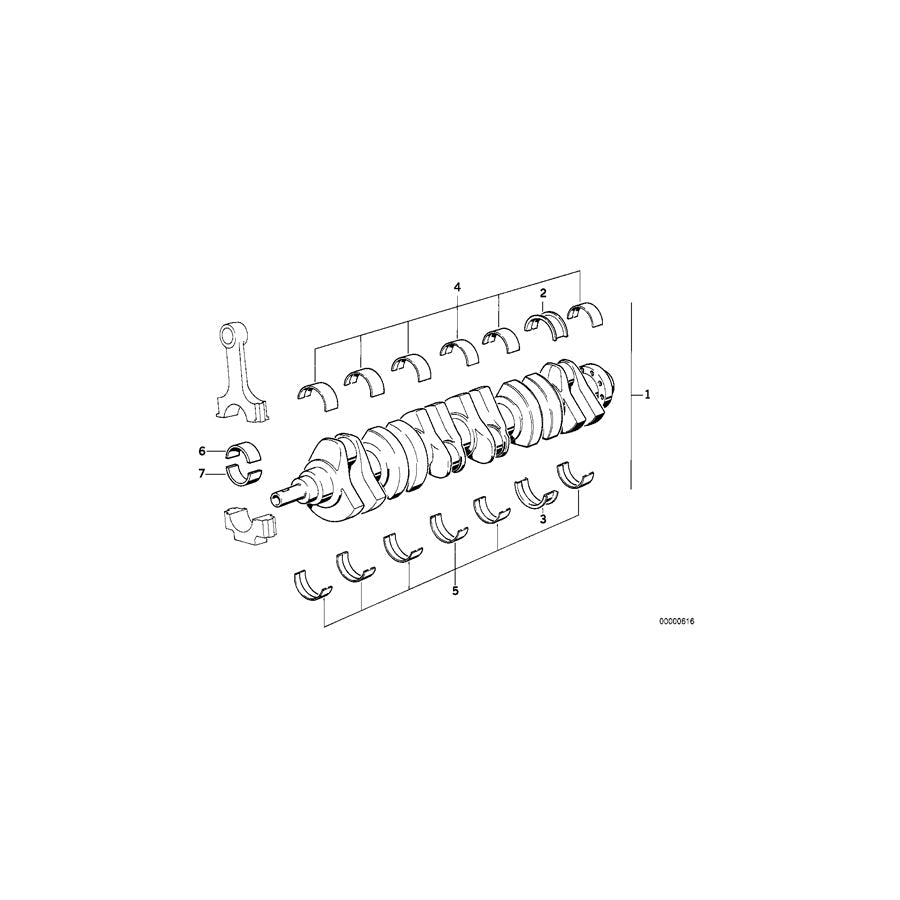 Genuine BMW 11211722350 E30 E12 E21 Bearing Shell White 59,50mm(+0,50) (Inc. 325ix, 528e & 320i)