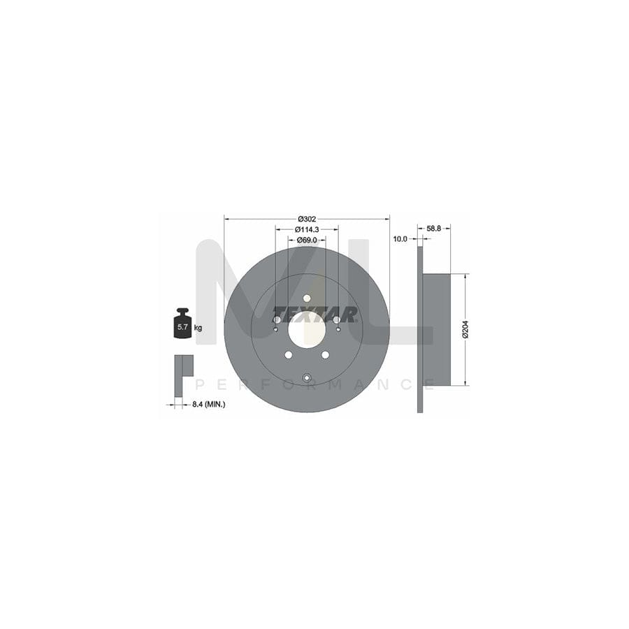 TEXTAR PRO 92148403 Brake Disc Solid, Coated, without wheel hub, without wheel studs | Performance Parts Direct Car Parts