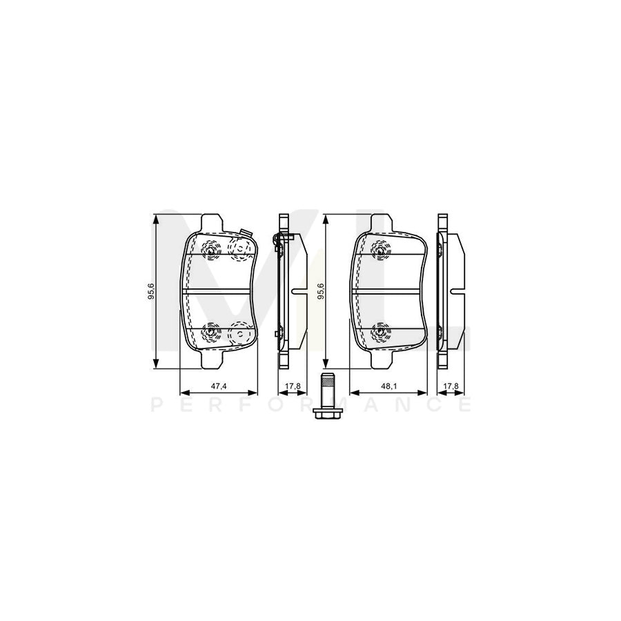 Bosch 0986Tb3200 Brake Pad Set For Fiat 500L (351, 352) With Acoustic Wear Warning, With Bolts | Performance Parts Direct Car Parts