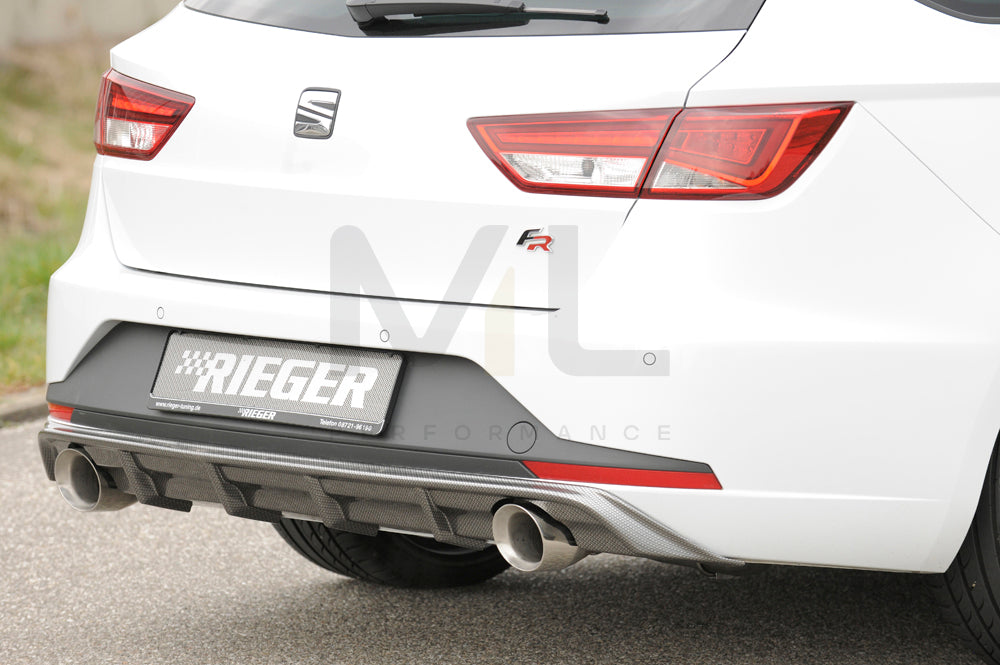 Rieger 00099285 SEAT 5F Leon FR Rear Diffuser for Sport Tailpipe Left & Right - Carbon-Look