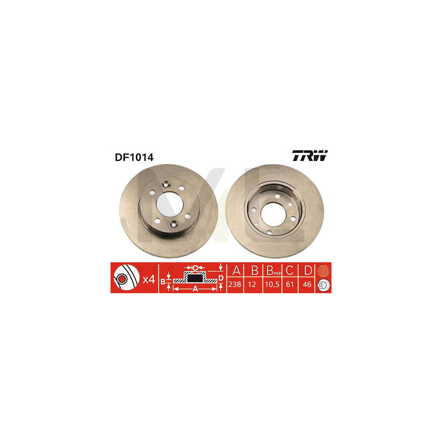 TRW DF1014 Brake Disc Solid | Performance Parts Direct Car Parts