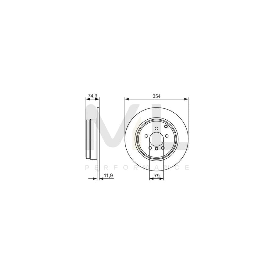 BOSCH 0 986 479 612 Brake Disc for LAND ROVER Range Rover III (L322) Solid, Coated | Performance Parts Direct Car Parts