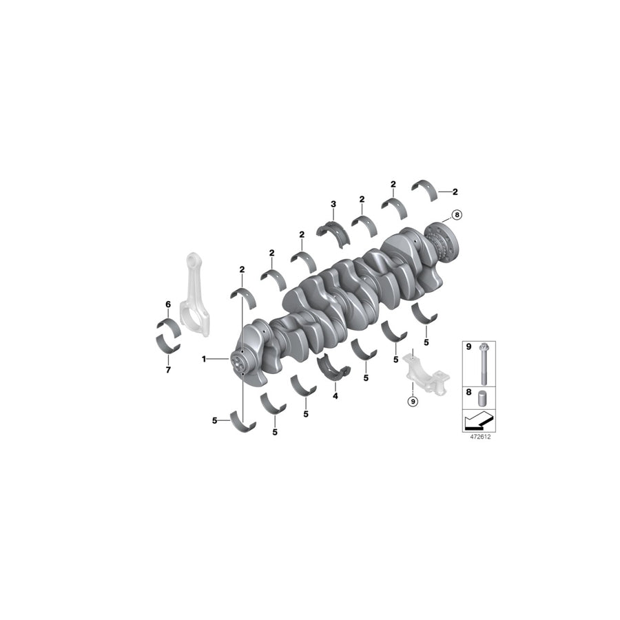 Genuine BMW 11217643257 G02 G32 F21 Crankshaft (Inc. 740i, 440i & X4 M40iX) |