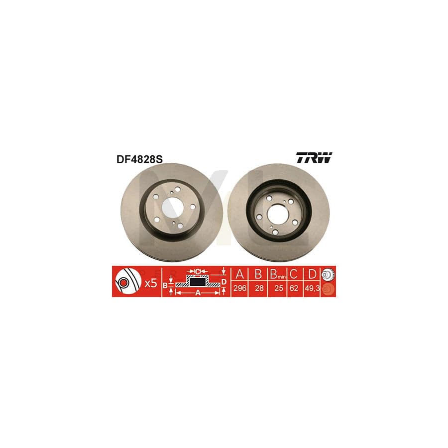 TRW DF4828S Brake Disc Vented, Painted | Performance Parts Direct Car Parts