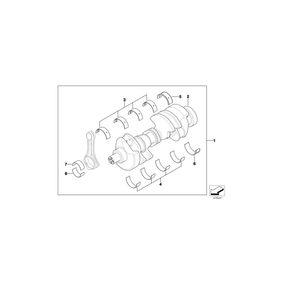 Genuine BMW 11217792657 E65 Guide Bearing Shell 69,50mm(+0,50) (Inc. 745d)
