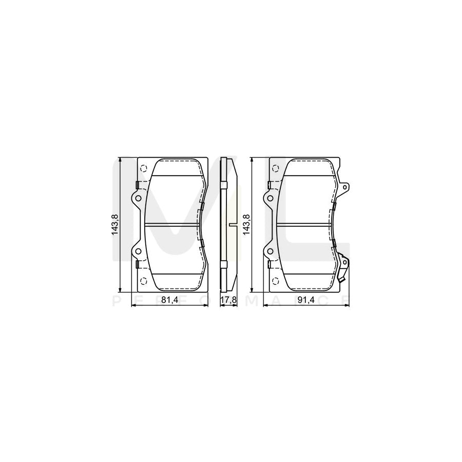 Bosch 0986494693 Brake Pad Set For Nissan Patrol Vi (Y62) With Acoustic Wear Warning, With Anti-Squeak Plate BP1688 | Performance Parts Direct Car Parts
