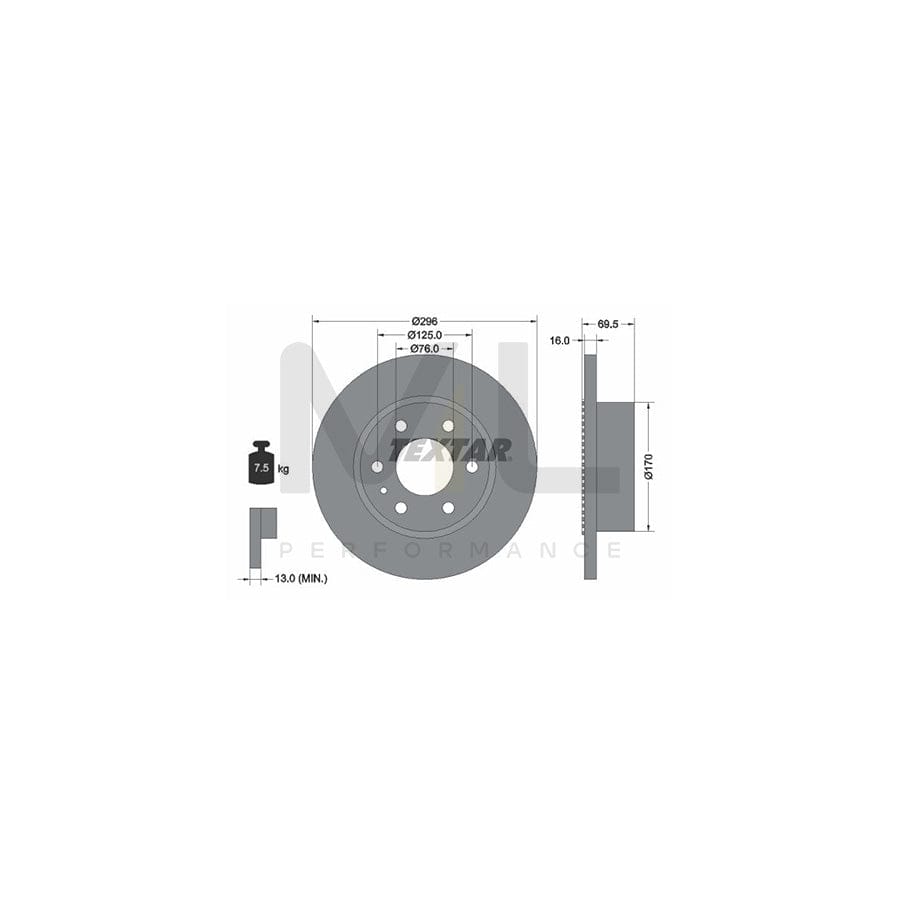 TEXTAR 93177500 Brake Disc for IVECO Daily Solid, with ABS sensor ring, without wheel hub, without wheel studs | Performance Parts Direct Car Parts