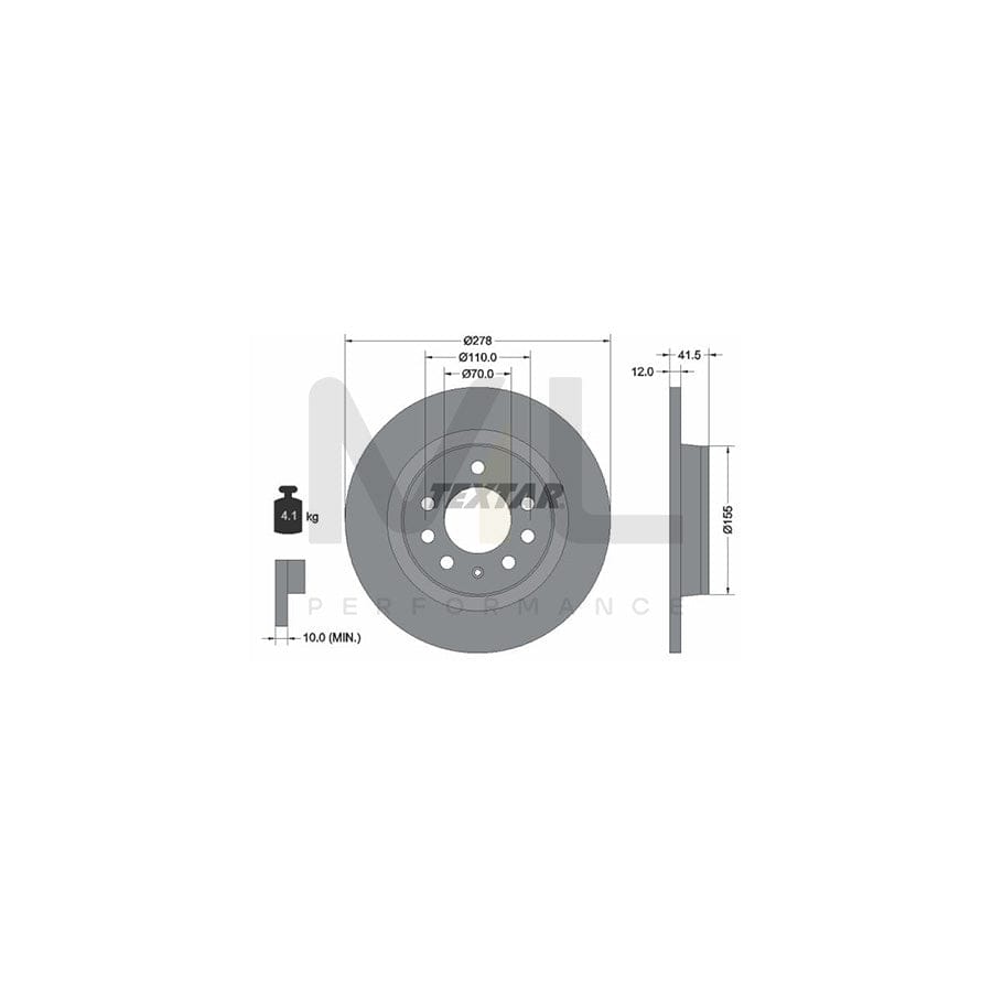 TEXTAR PRO 92270503 Brake Disc Solid, Coated, without wheel hub, without wheel studs | Performance Parts Direct Car Parts
