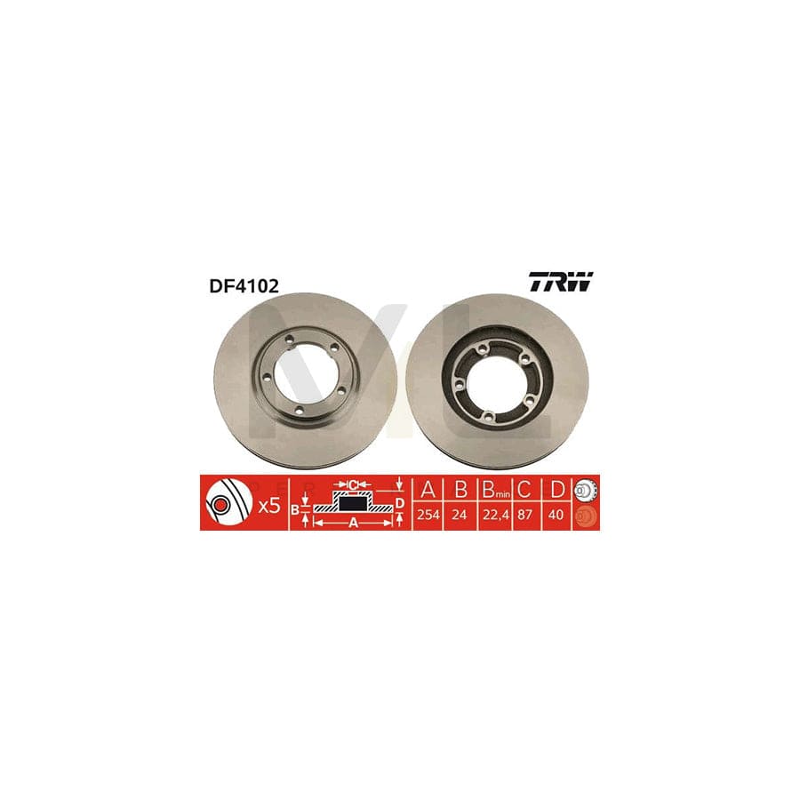 TRW DF4102 Brake Disc Vented, Painted | Performance Parts Direct Car Parts