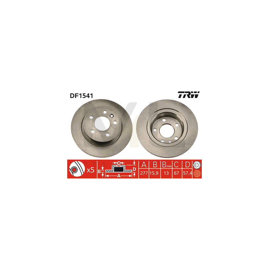 TRW DF1541 Brake Disc for Solid | Performance Parts Direct Car Parts
