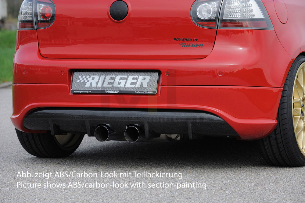 Rieger 00099164 VW Mk5 Golf Rear Diffuser for Twin Tailpipe Centre Skirt Extension R-look - Carbon-Look