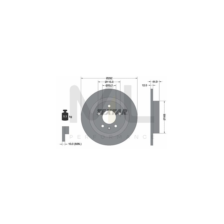TEXTAR PRO 92205703 Brake Disc Solid, Coated, without wheel hub, without wheel studs | Performance Parts Direct Car Parts