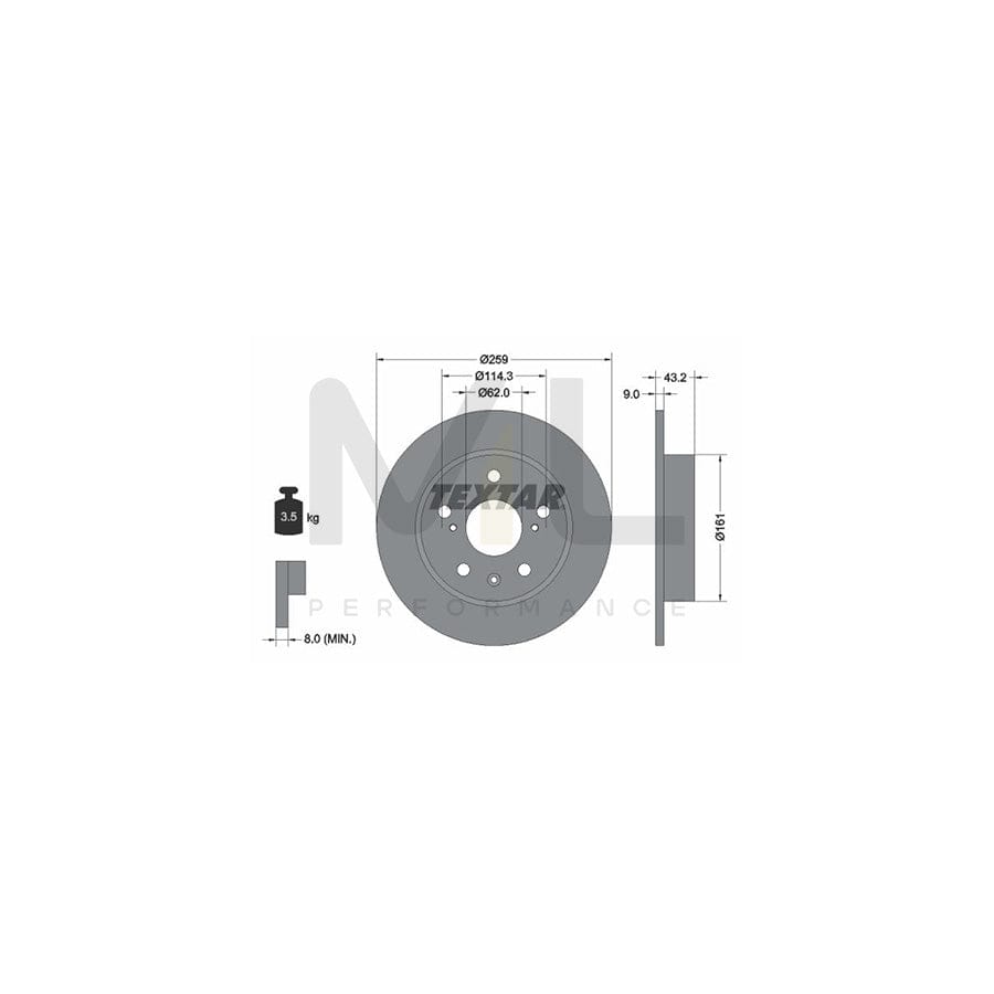 TEXTAR PRO 92268403 Brake Disc Solid, Coated, without wheel hub, without wheel studs | Performance Parts Direct Car Parts