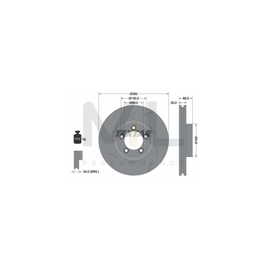 TEXTAR PRO+ 92213907 Brake Disc for PORSCHE Panamera (970) Internally Vented, Coated, Alloyed / High-carbon, without wheel hub, without wheel studs | Performance Parts Direct Car Parts