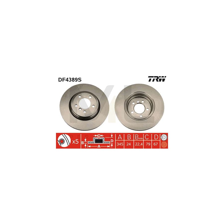 TRW DF4389S Brake Disc for BMW 7 (E65, E66, E67) Vented, Painted | Performance Parts Direct Car Parts