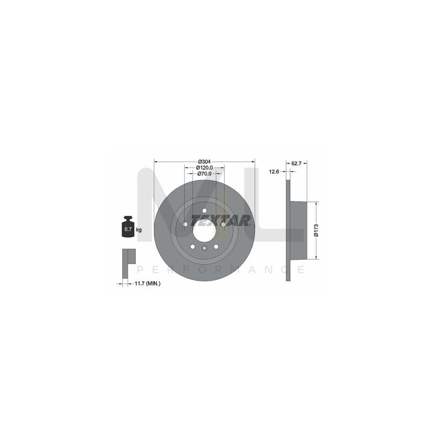 TEXTAR 92095200 Brake Disc Solid, without wheel hub, without wheel studs | Performance Parts Direct Car Parts
