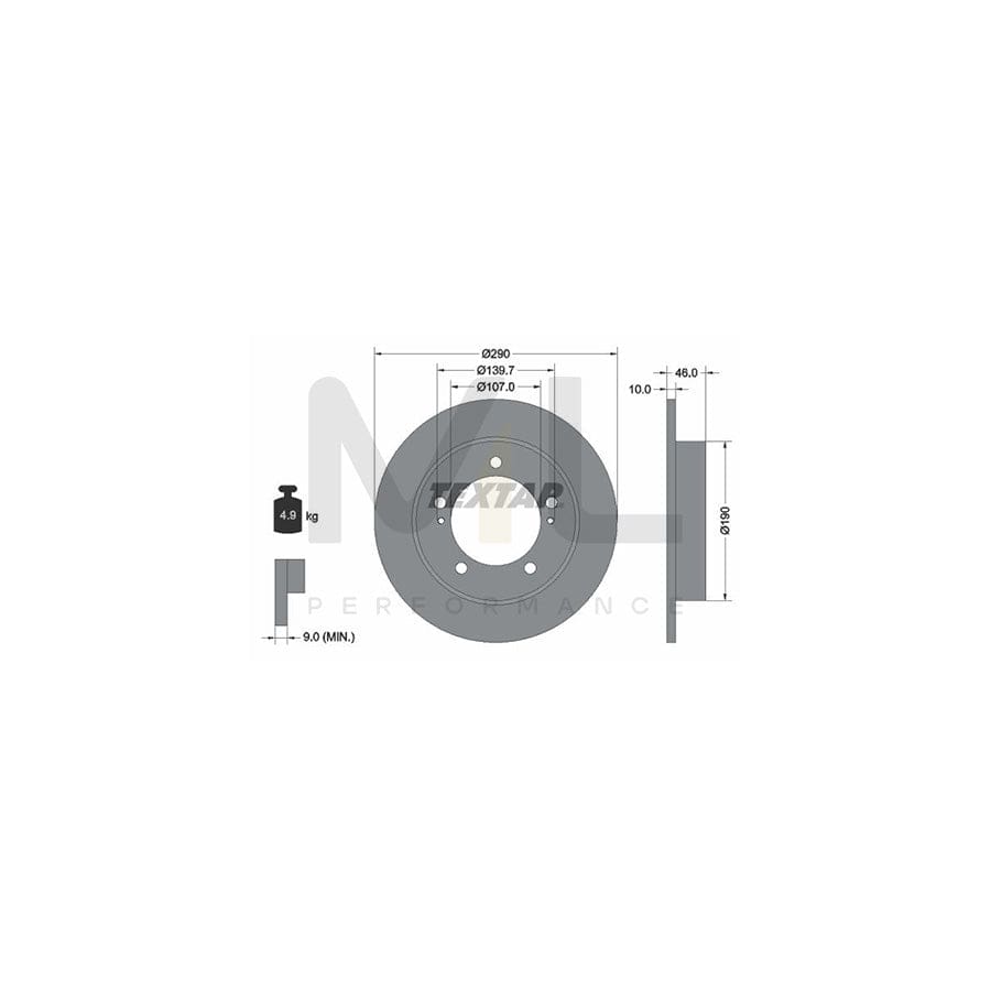 TEXTAR 92036600 Brake Disc Solid, without wheel hub, without wheel studs | Performance Parts Direct Car Parts