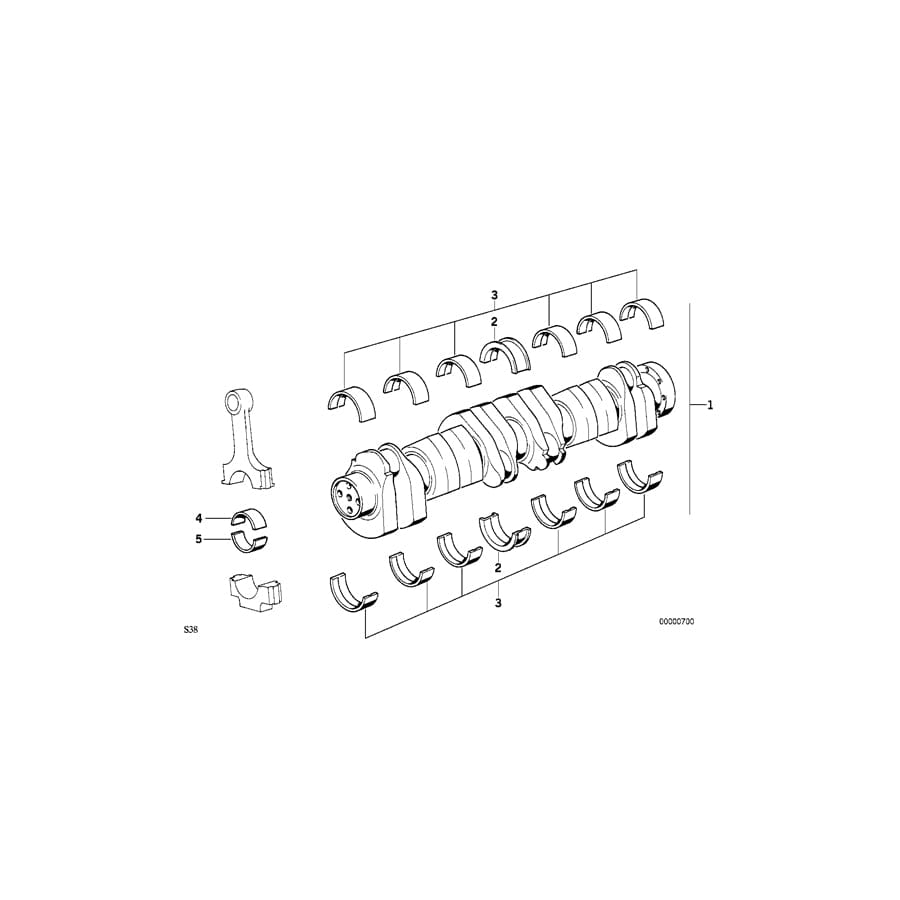 Genuine BMW 11241318678 E34 Bearing Shell Yellow 49,00mm (Inc. M5 & M5 3.8)