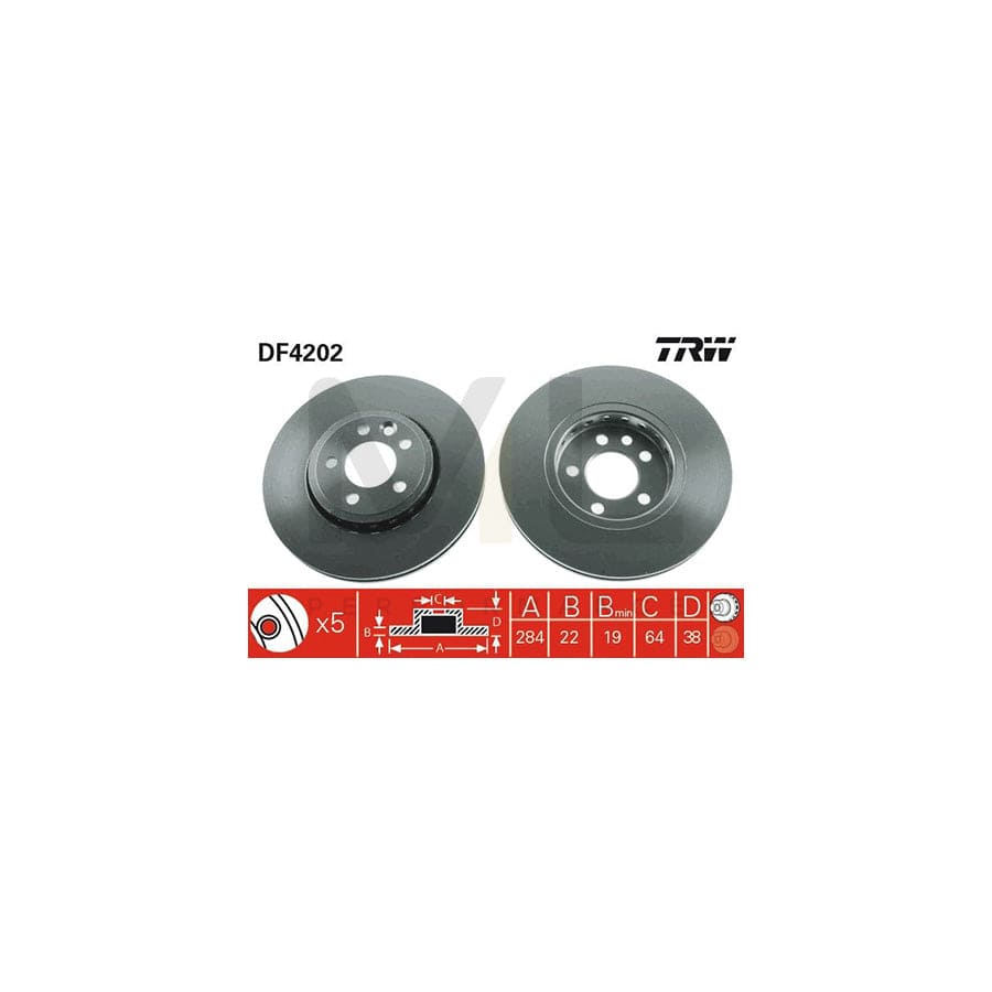 TRW DF4202 Brake Disc Vented, Painted | Performance Parts Direct Car Parts