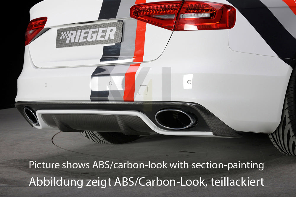 Rieger 00099137 Audi B8 B81 Rear Diffuser (A4 & S4) - Carbon-Look
