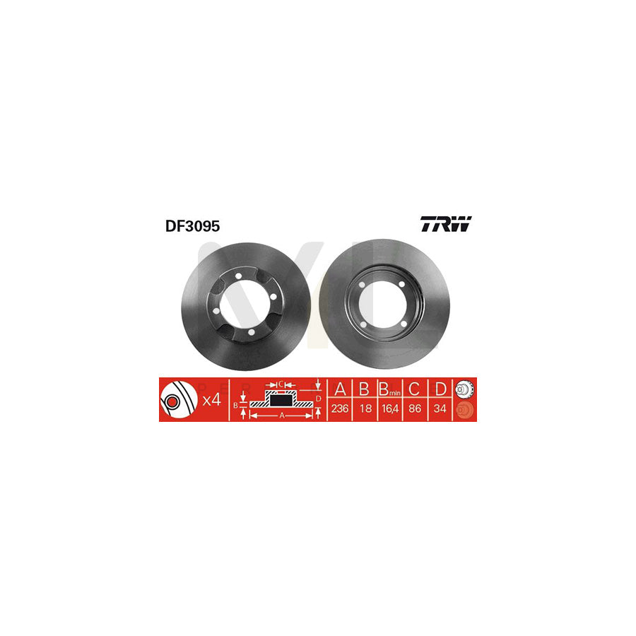 TRW DF3095 Brake Disc Vented | Performance Parts Direct Car Parts